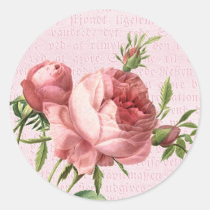 Rosa Blume Runder Aufkleber