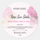 Rosa Blume Runder Aufkleber (Vorderseite)