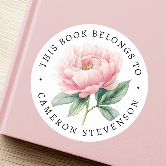 Rosa Blume Runder Aufkleber