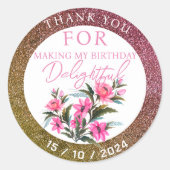 Rosa Blume Runder Aufkleber (Vorderseite)