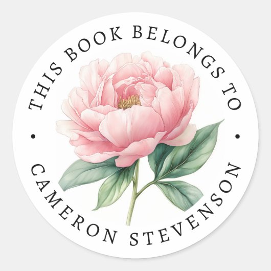 Rosa Blume Runder Aufkleber (Vorderseite)