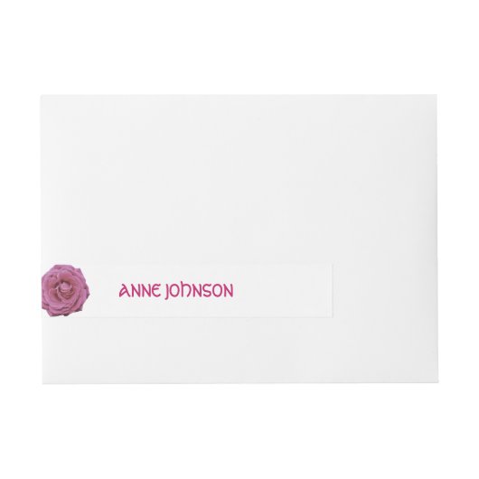 Rosa Blume Rundum-Adressaufkleber (Vorderseite)