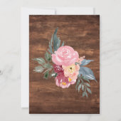 Rosa Blume Rustikal wir haben nur Empfang gekocht Einladung (Rückseite)