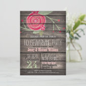 Rosa Blume Rustikales Party für Holzhäuser Einladung (Stehend Vorderseite)