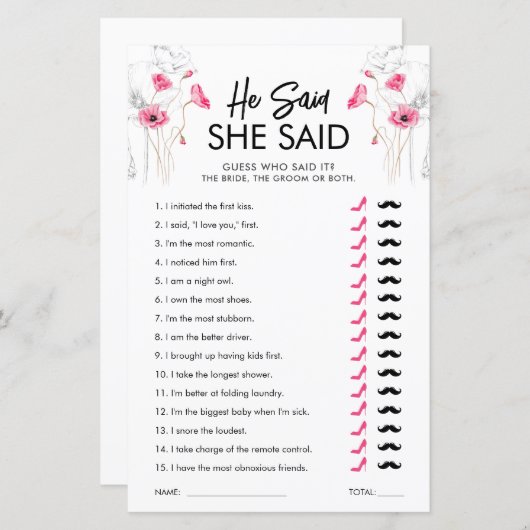 Rosa Blume, sagte er, sie habe Game gesagt | Anpas (Vorne/Hinten)