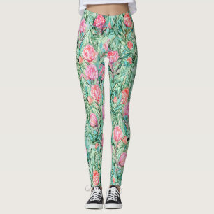 Rosa Blume, Salbei grün, nahtlos. Leggings