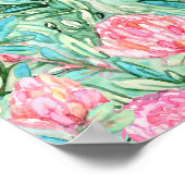 Rosa Blume, Salbei grün, nahtlos. Poster (Ecke)