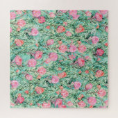 Rosa Blume, Salbei grün, nahtlos. Puzzle (Horizontal)