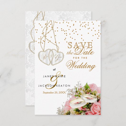 Rosa Blume Save the Date (Vorne/Hinten)