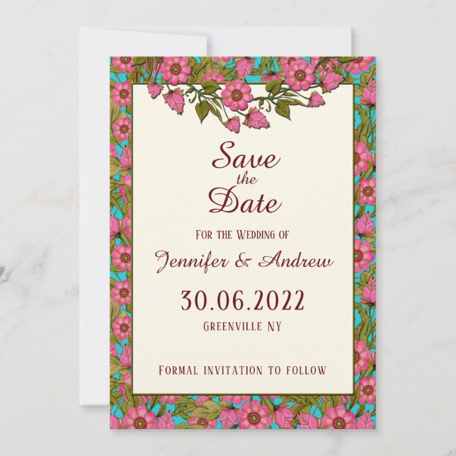 Rosa Blume Save the Date (Vorderseite)