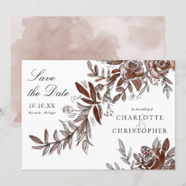 Rosa Blume Save the Date Einladung