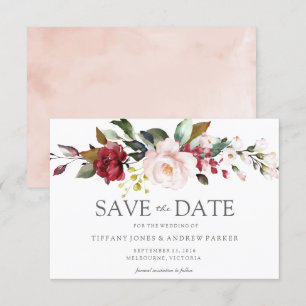 Rosa Blume Save the Date Einladung