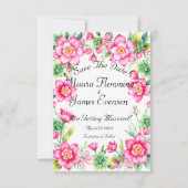 Rosa Blume Save the Date flache Karte (Vorderseite)