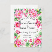 Rosa Blume Save the Date flache Karte (Vorne/Hinten)