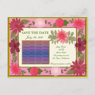 Rosa Blume Save the Date Postkarte
