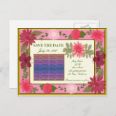 Rosa Blume Save the Date Postkarte (Vorne/Hinten)