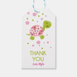 Rosa Blume Schildkrötengeschenk Tag Geschenkanhänger