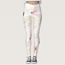 Rosa Blume Schlangenmuster Leggings