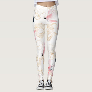 Rosa Blume Schlangenmuster Leggings