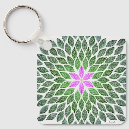 rosa Blume Schlüsselanhänger (Vorderseite)