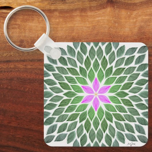 rosa Blume Schlüsselanhänger (Vorderseite)