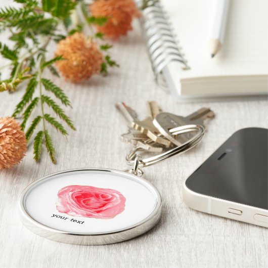 Rosa Blume Schlüsselanhänger (Seite)