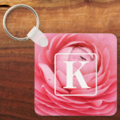 Rosa Blume Schlüsselanhänger mit Monogramm (Vorderseite)