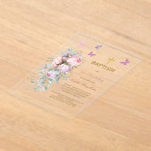 Rosa Blume Schmetterlingsblume Taufe Acryleinladungen (Ablage )