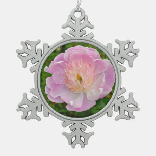 Rosa Blume Schneeflocken Zinn-Ornament