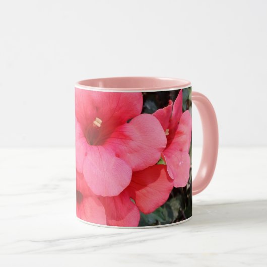 Rosa Blume Schwarz 325 ml Ringer Combo Tasse (VorderseiteRechts)