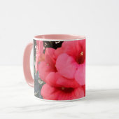 Rosa Blume Schwarz 325 ml Ringer Combo Tasse (Vorderseite Links)
