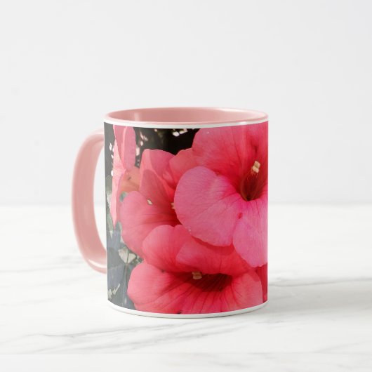 Rosa Blume Schwarz 325 ml Ringer Combo Tasse (Vorderseite Links)