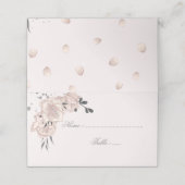 Rosa Blume, schwarz, Blätter und Blätter Platzkarte (Außenseite Aufgefaltet)