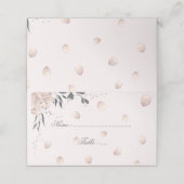 Rosa Blume, schwarz, Blätter und Blütenblätter Platzkarte (Außenseite Aufgefaltet)