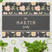 Rosa Blume schwarz Familienname Geschirrtuch (Gefaltet)