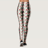 Rosa Blume schwarz-weiß Streifen Leggings (Rückseite)