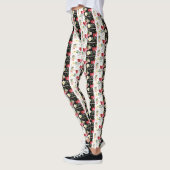 Rosa Blume schwarz-weiß Streifen Leggings (Links)