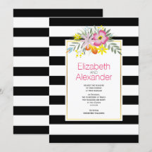 Rosa Blume, Schwarz-weiße Streifen Blumenhochzeit