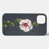 Rosa Blume Schwarze grüne Blätter auf dunkelgrau Case-Mate iPhone Hülle (Rückseite (Horizontal))