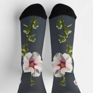 Rosa Blume Schwarze grüne Blätter auf dunkelgrau Socken