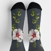 Rosa Blume Schwarze grüne Blätter auf dunkelgrau Socken (Oben)