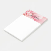 Rosa Blume & Schwarzer Schriftname Post-it Klebezettel (angewinkelt)