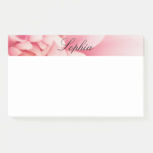 Rosa Blume & Schwarzer Schriftname Post-it Klebezettel