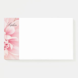 Rosa Blume & Schwarzer Schriftname, Vs 2 Post-it Klebezettel