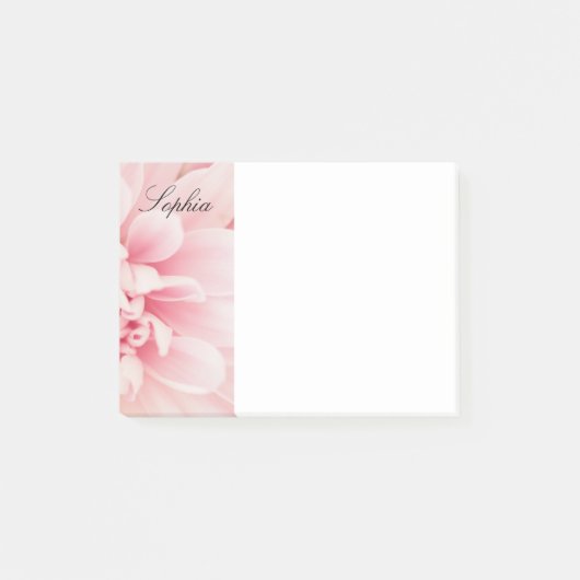 Rosa Blume & Schwarzer Schriftname, Vs 2 Post-it Klebezettel (Vorderseite)