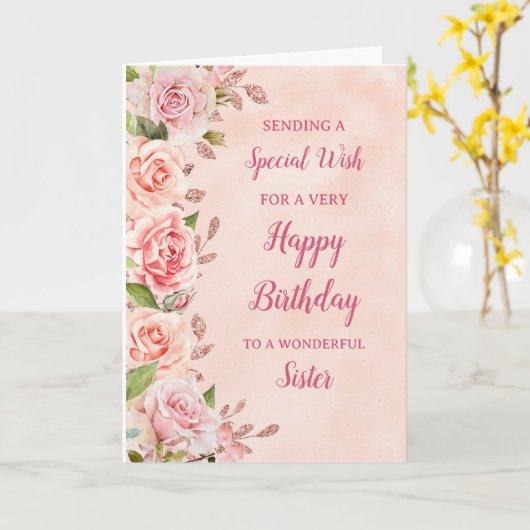 Rosa Blume Schwester Geburtskarte Karte (Gelbe Blume)