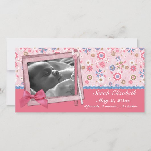 Rosa Blume Scrapstil Ankündigung (Vorderseite)