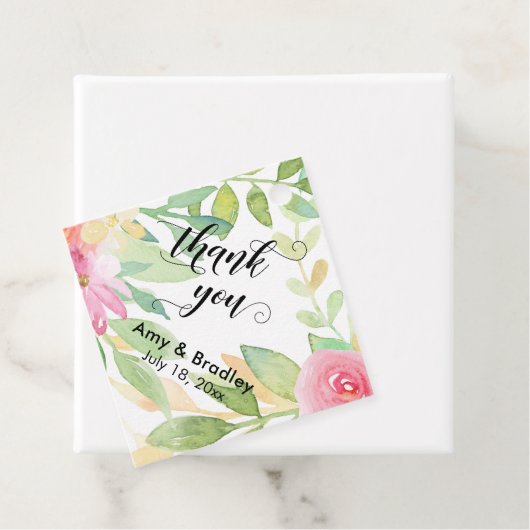 Rosa Blume Script Danke Personalisierte Hochzeit Geschenkanhänger (Beispiel)