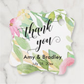 Rosa Blume Script Danke Personalisierte Hochzeit Geschenkanhänger (Rückseite)