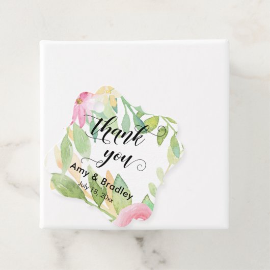 Rosa Blume Script Danke Personalisierte Hochzeit Geschenkanhänger (Beispiel)